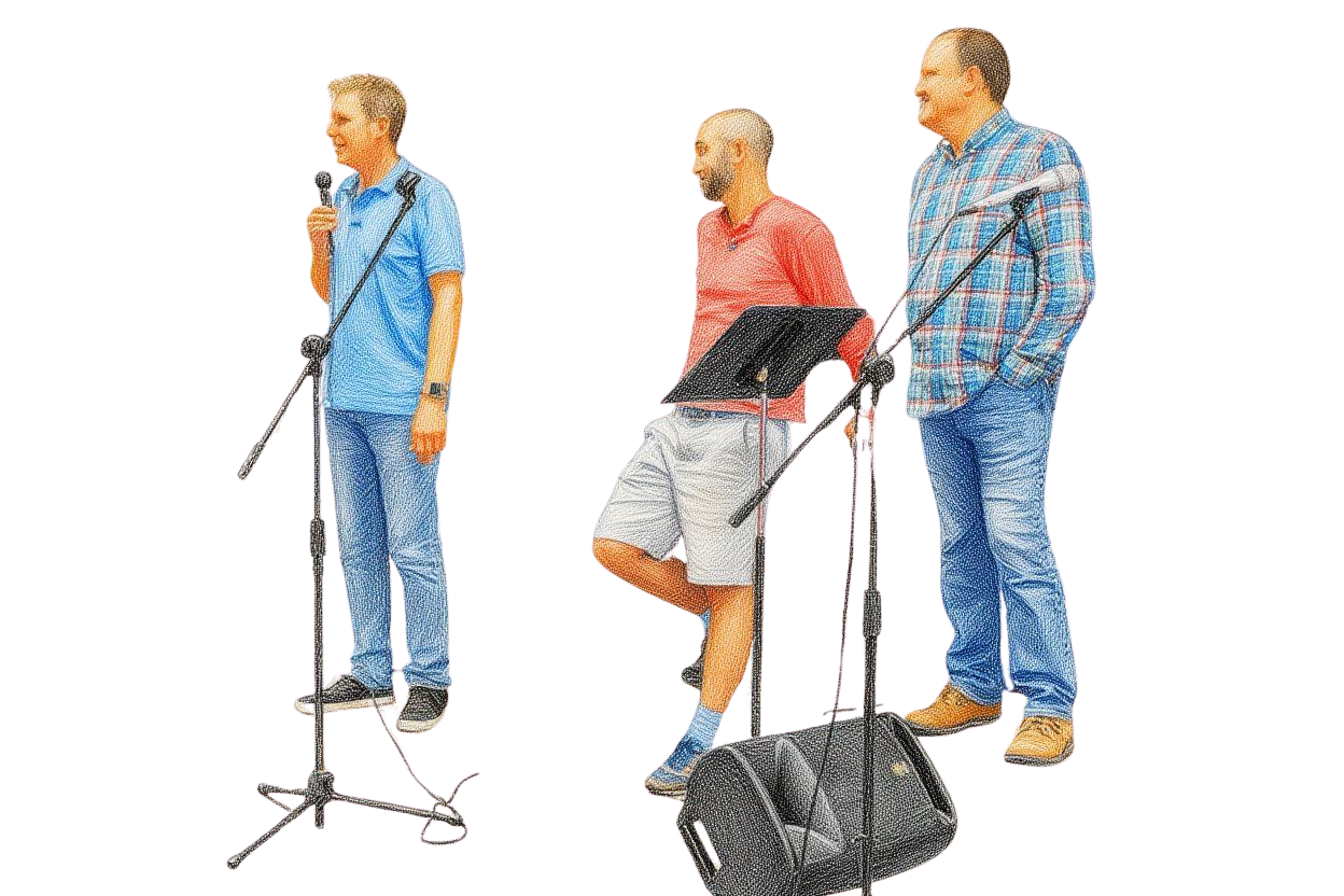 Stef and team on stage at church training event